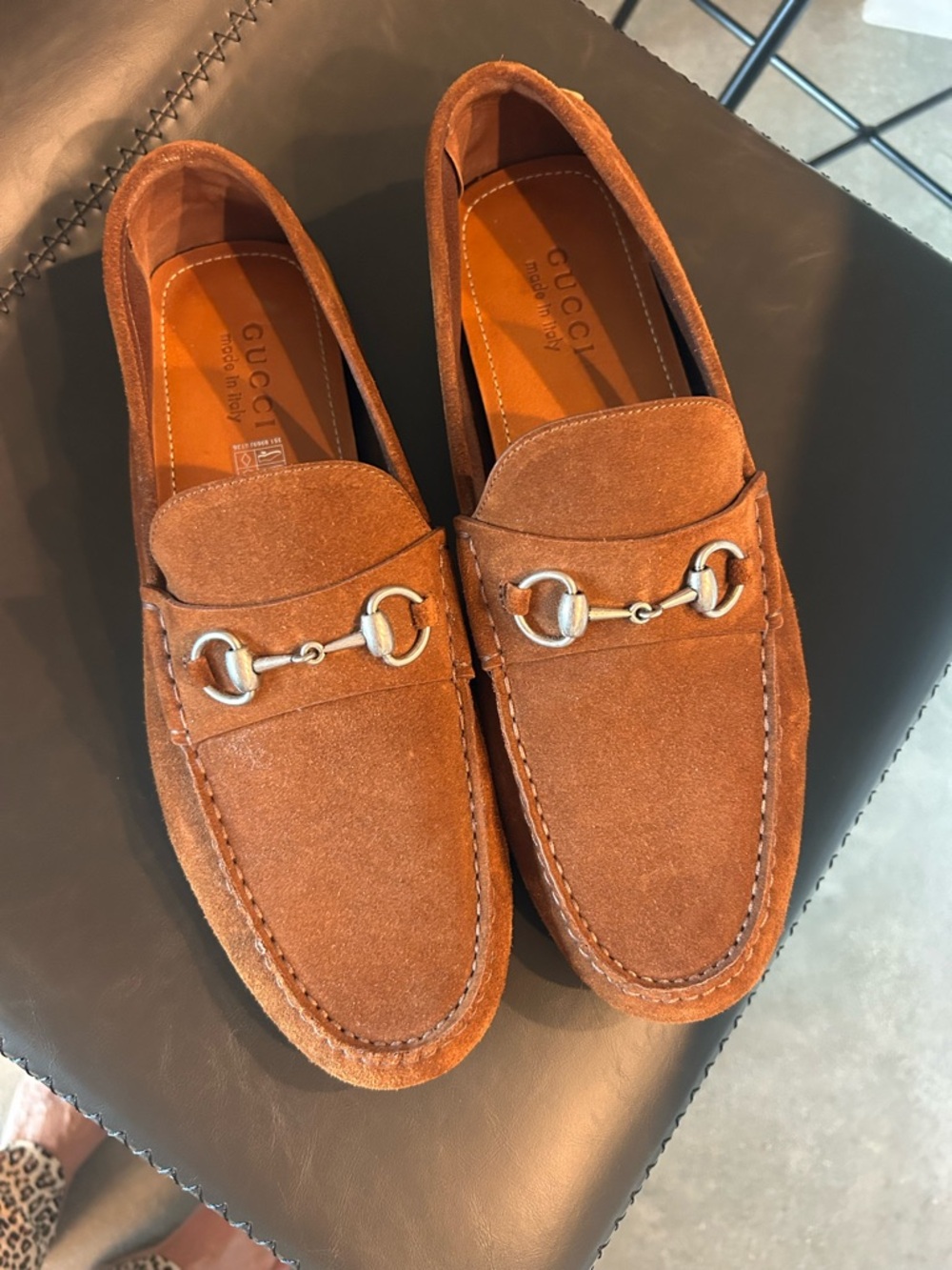 Gucci Brown Suede Horsebit Slip-On Loafers - Picture 2 of 10